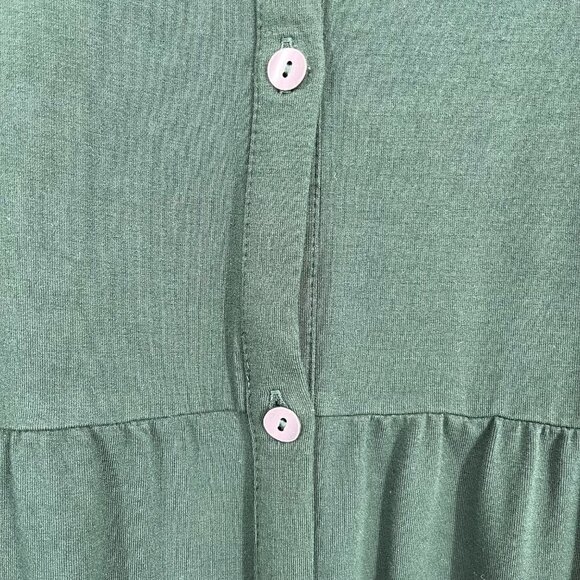 J Jill Wearever Button Front Tunic Top Dress Size XL Green Stretch Jersey Knit - Picture 6 of 11